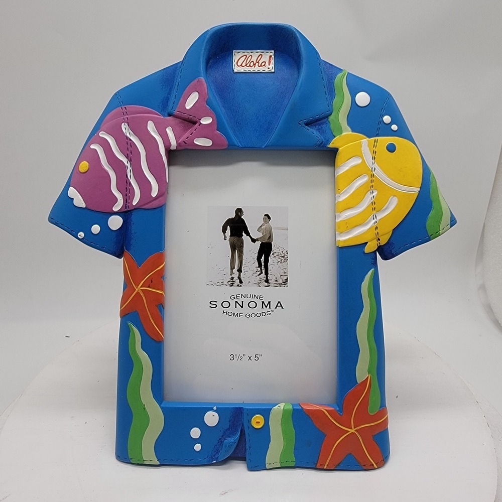 Hawaiian Shirt Picture Frame 3 1/2" X 5" Genuine Sonoma Home Goods Decor Beach